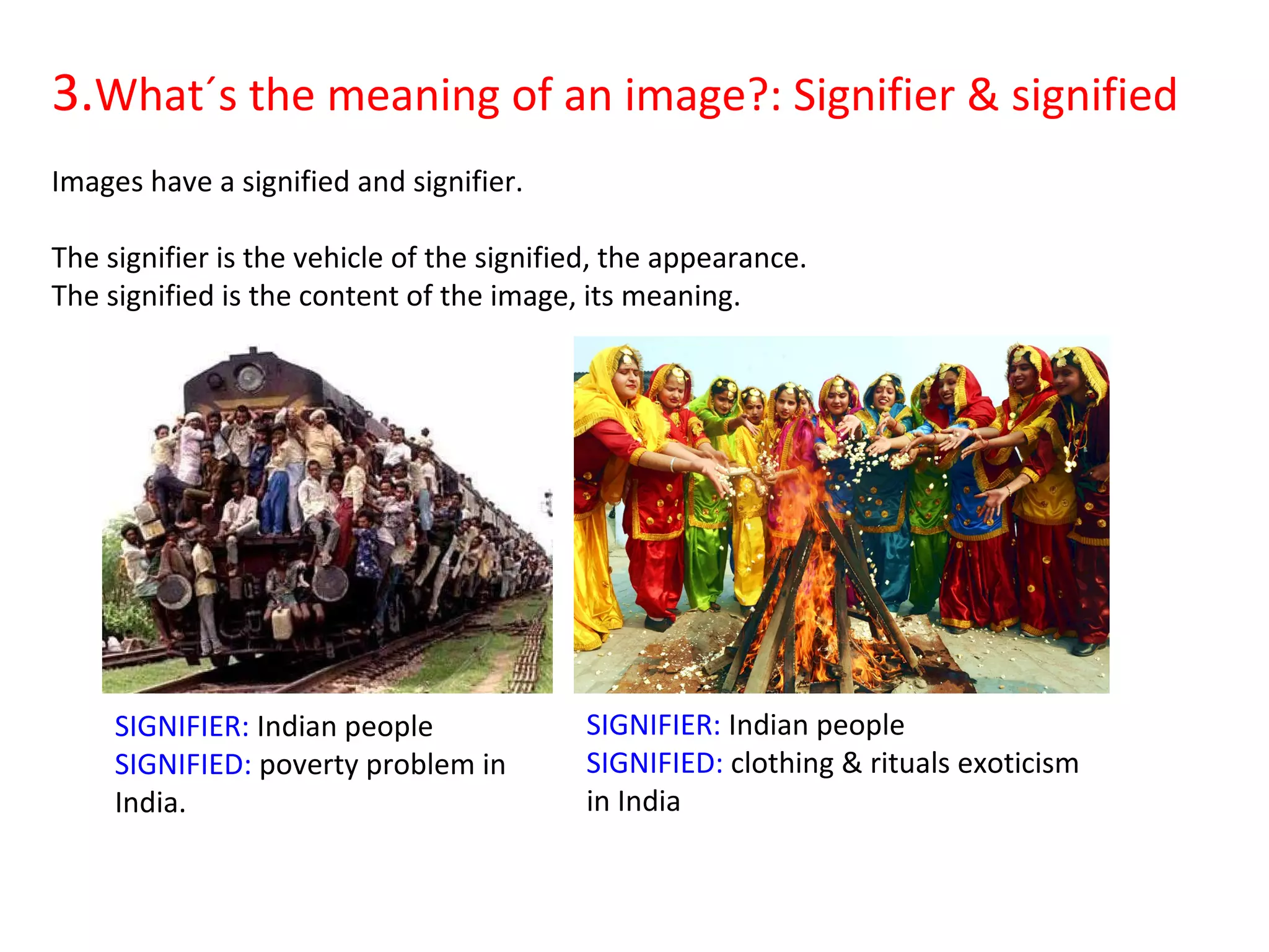 2.1 Elements of an Image 
As any language has basic elements (signs or images) and a way of ordering (syntax) 
Visual images in its most basic form consist of: 
Shape: Defines the look. It can be a regular (square, triangle, 
rectangle, polygonal, circle, symmetric) or an irregular shape (asymmetric, not 
geometrical). 
Color: Essential in visual communication. Within the range of 
colors you can distinguish the cold (blue, purple and green) and the hot line 
(yellow, orange and red). 
Texture: They are represented on the surface, the texture 
differentiates the real object of the "represented". Usually integrated into the 
overall picture, providing an environmental sense. 
 