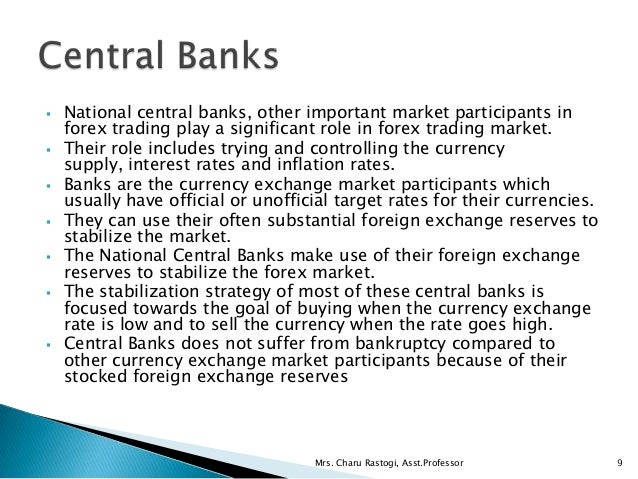 Role of central bank in forex market