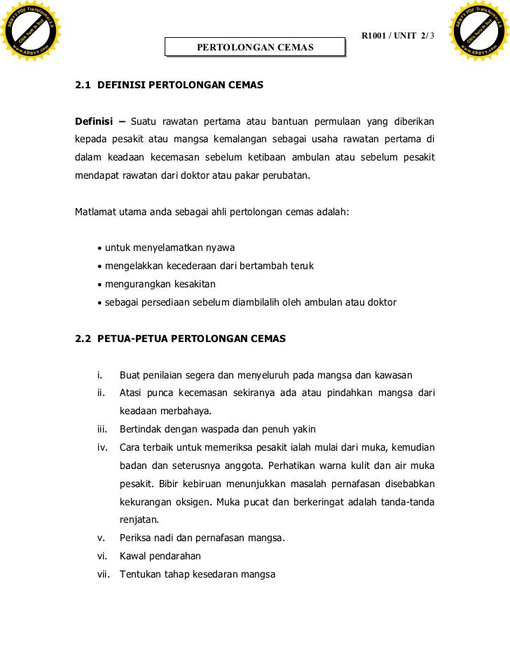 Unit 2 Pertolongan Cemas