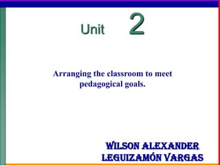 Unit2 Arranging the classroom to meet pedagogical goals.  Wilson Alexander Leguizamón Vargas 