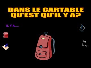 IL Y A….
Un stylo
Un cahier
Un agenda
Un feutre
