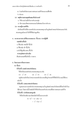 ก    ก       F           F         .3                 1                                          59


         6) F ก ก ก                                    F            ก
         7) F
     3.3      ก            ก                       F
          1) F        F      ก               ก F
          2)                                                    ก
     3.4        F       F
            ก       F     ก ก                ก                          F         ก           ก
                  F          F F F           ก F

4.            ก           F              /                 /ก
          ก F F
         1) F           F
         2) F
         3)     F ก F 80%
          ก         ก
          F F ก F         3         ก

5. ก ก        ก       ก
   5.1
                   1( F          ก          )
               F ก         ก        ก                   F
                     2                        2
           (1) x - 25                (2) x - 16           (3) x2 36
                  ก      ก       F               ก     ก       ก            F F       F           ก
           F
                    2(       ก ก                )
                         ก ก            ก                         F         ก
             F          ก            F F F ก            ก      ก                          F
                    3 (ก                 F)
                 F ก                     FF          ก
                            (x + a)2 = (x + a)(x + a)
                                     = x2 + 2xa + a2
 