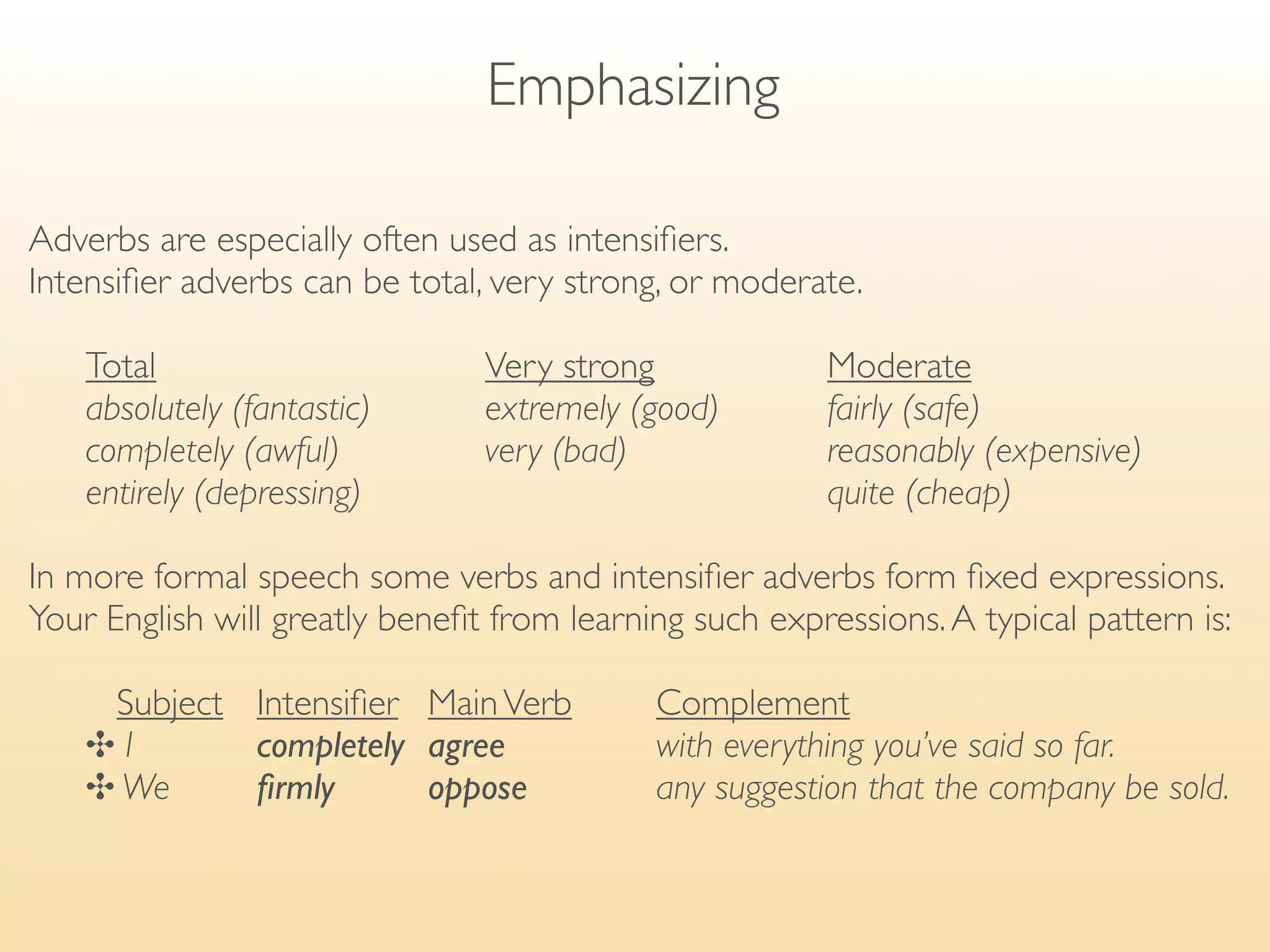 Introduction of your talk

Explaining why your topic is relevant for your audience
Why is it important? Because the audience is always
more interested in themselves than in you and your talk.
Always remember this!

✣ My talk is particularly relevant to those of you/us who ...
✣ The topic is very important for you because ...
✣ By the end of this talk you will be familiar with ...
 