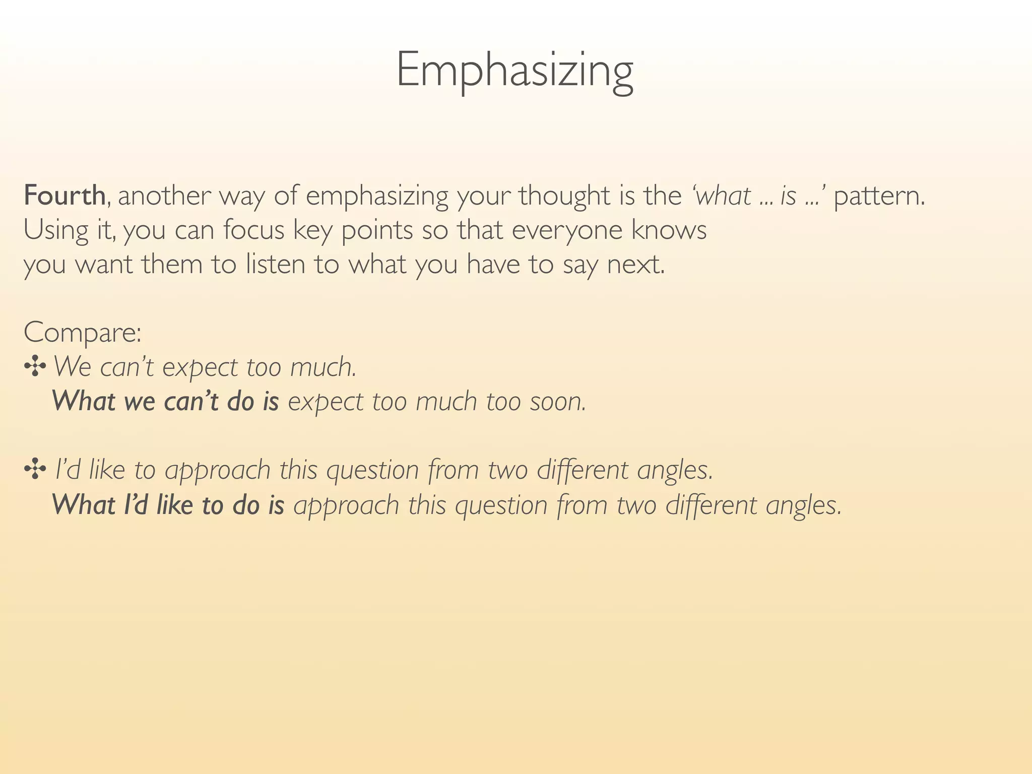 AS in case with introducing the purpose of your talk,
in most formal presentations it’s necessary
to make the whole presentation’s plan
clear for your audience.

They should know what to expect —
not in terms of actual content,
but in terms of timing and other organizational details.
 