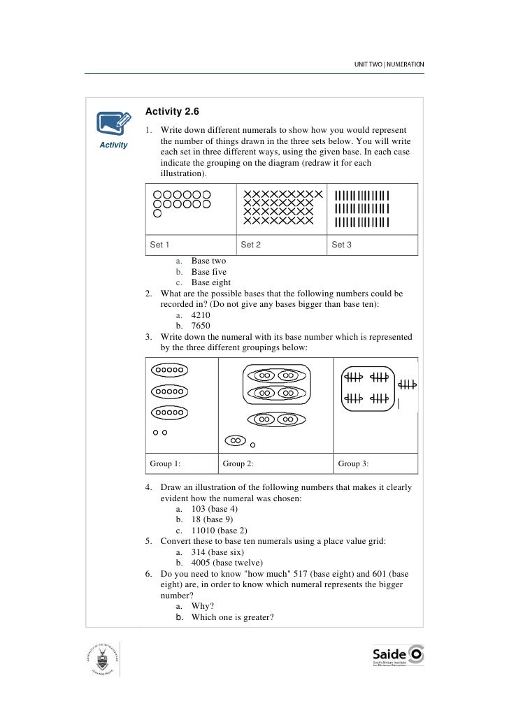 19 numbers explain Unit for 2: School Primary Numeration Mathematics Teachers.