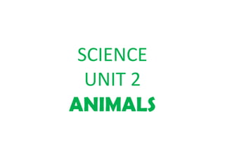 SCIENCE
UNIT 2
ANIMALS
 