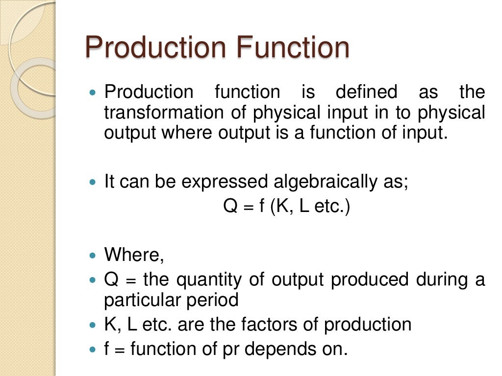 theory of production and cost