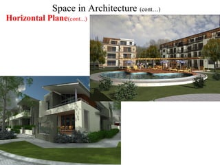 Space in Architecture (cont…)
Horizontal Plane(cont...)
 