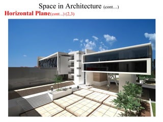 Space in Architecture (cont…)
Horizontal Plane(cont...) (2,3)
 