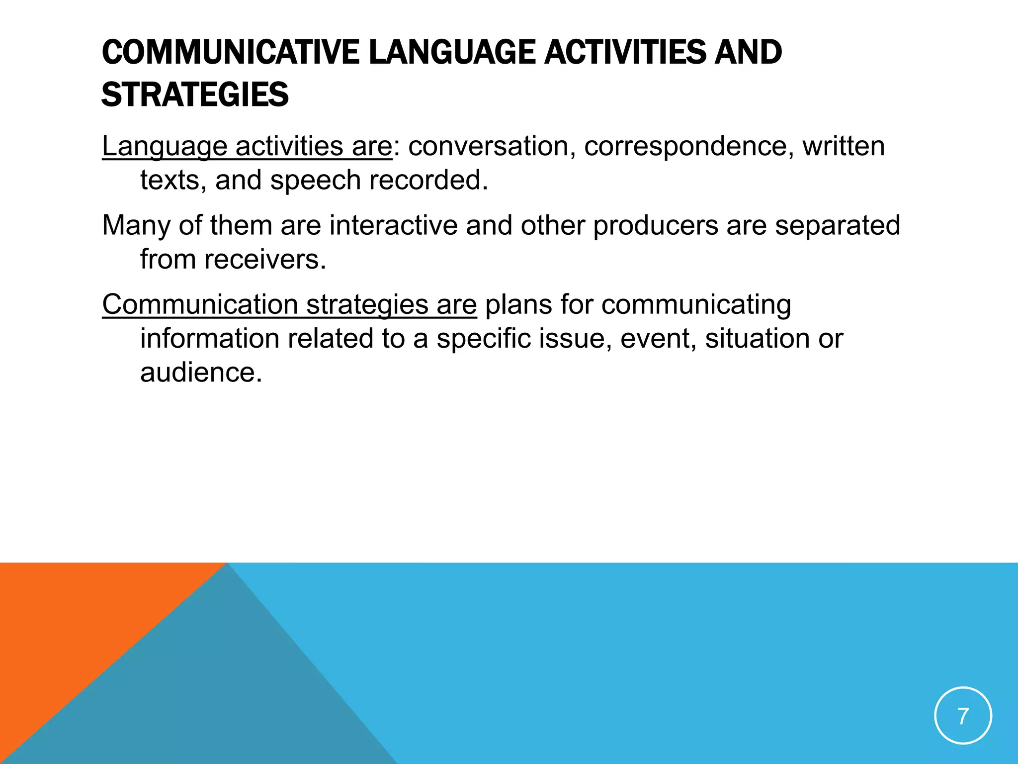 Foreign Language
learning
Language of learning
Language for learning Language through learning
Reconceptualising
Language Learning
 