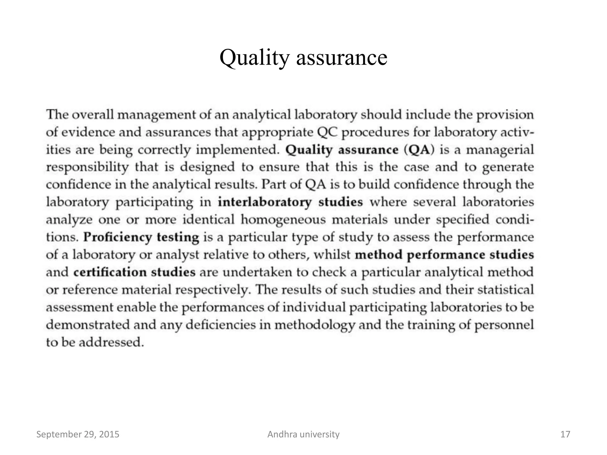 Quality control & Assurance in Analytical Chemistry | PPTX