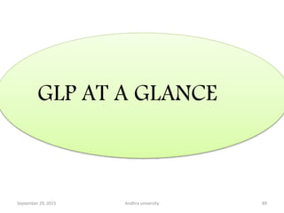 GLP AT A GLANCE
September 29, 2015 89Andhra university
 