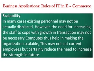 Business Applications: Roles of IT in E – Commerce
 