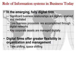 Role of Information systems in Business Today
 