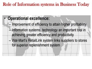 Role of Information systems in Business Today
 