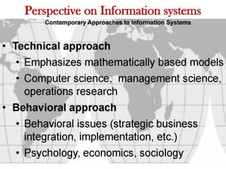 Perspective on Information systems
 