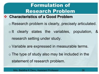 Babitha's Note on Research Problem & Objectives | PPTX