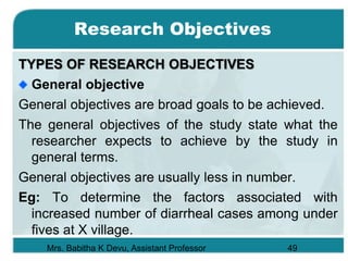 Babitha's Note on Research Problem & Objectives | PPTX