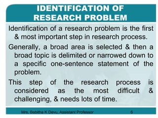 Babitha's Note on Research Problem & Objectives | PPTX