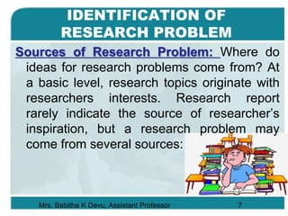 Babitha's Note on Research Problem & Objectives | PPTX