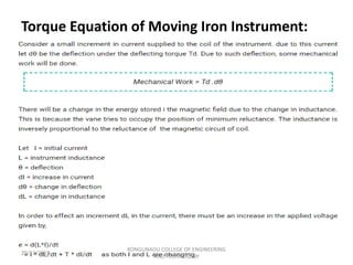Torque Equation of Moving Iron Instrument:
20/11/2018
KONGUNADU COLLEGE OF ENGINEERING
AND TECHNOLOGY
 