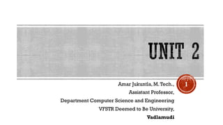 Amar Jukuntla, M.Tech.,
Assistant Professor,
Department Computer Science and Engineering
VFSTR Deemed to Be University,
Vadlamudi
1