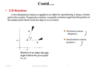 Contd….
• 2-D Rotation:
9By: Tekendra Nath Yogi2/9/2019
 