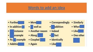 Words to add an idea
 