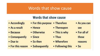 Words that show cause
 