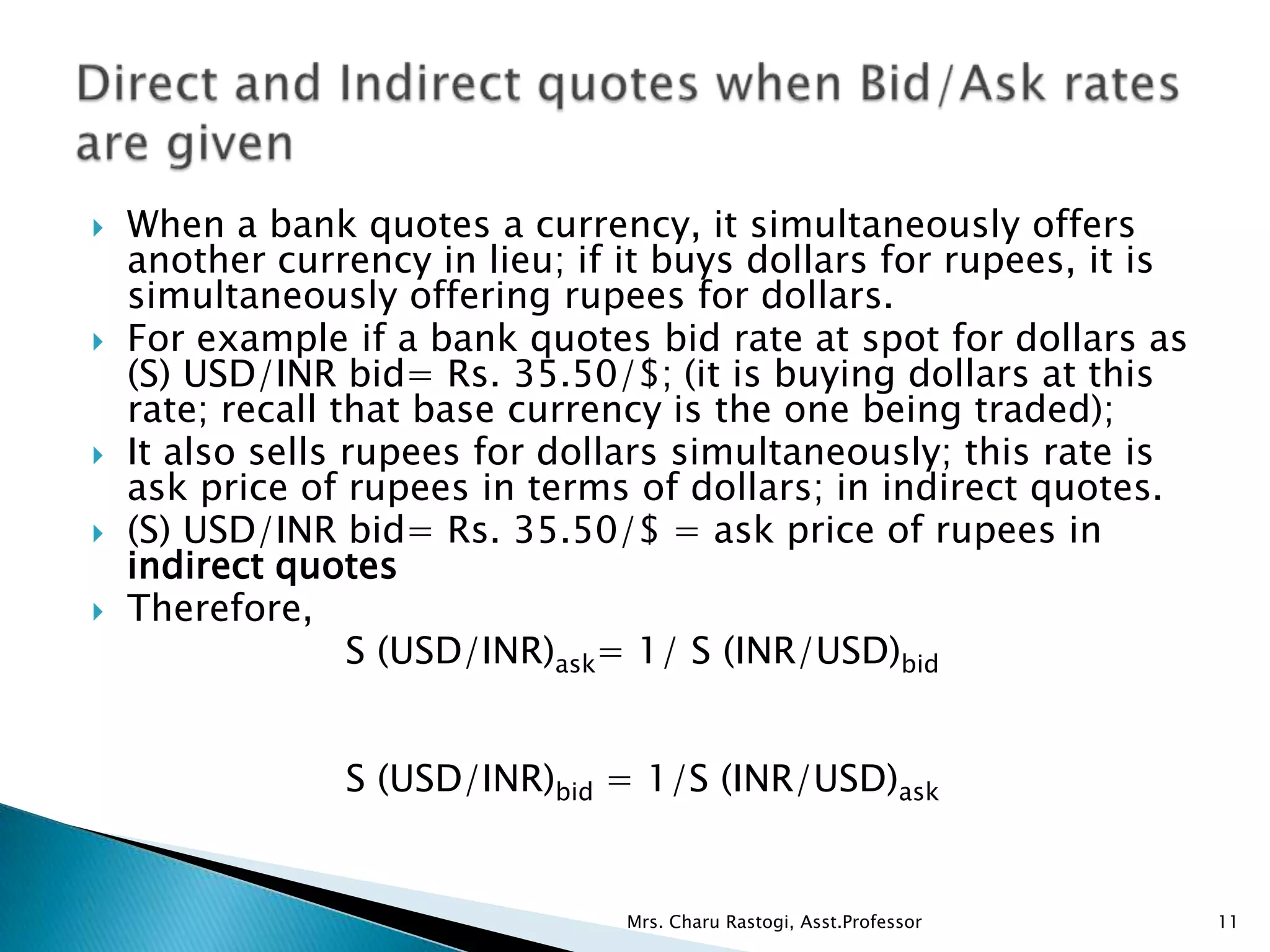 Unit 2.2 Exchange Rate Quotations & Forex Markets