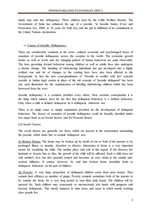 Meaning and causes of juvenile delinquency