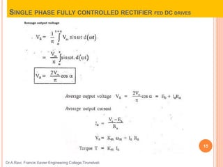 SINGLE PHASE FULLY CONTROLLED RECTIFIER FED DC DRIVES
Dr.A.Ravi, Francis Xavier Engineering College,Tirunelveli
15
 
