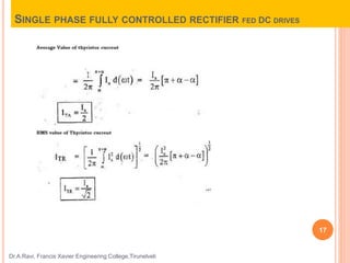 SINGLE PHASE FULLY CONTROLLED RECTIFIER FED DC DRIVES
Dr.A.Ravi, Francis Xavier Engineering College,Tirunelveli
17
 