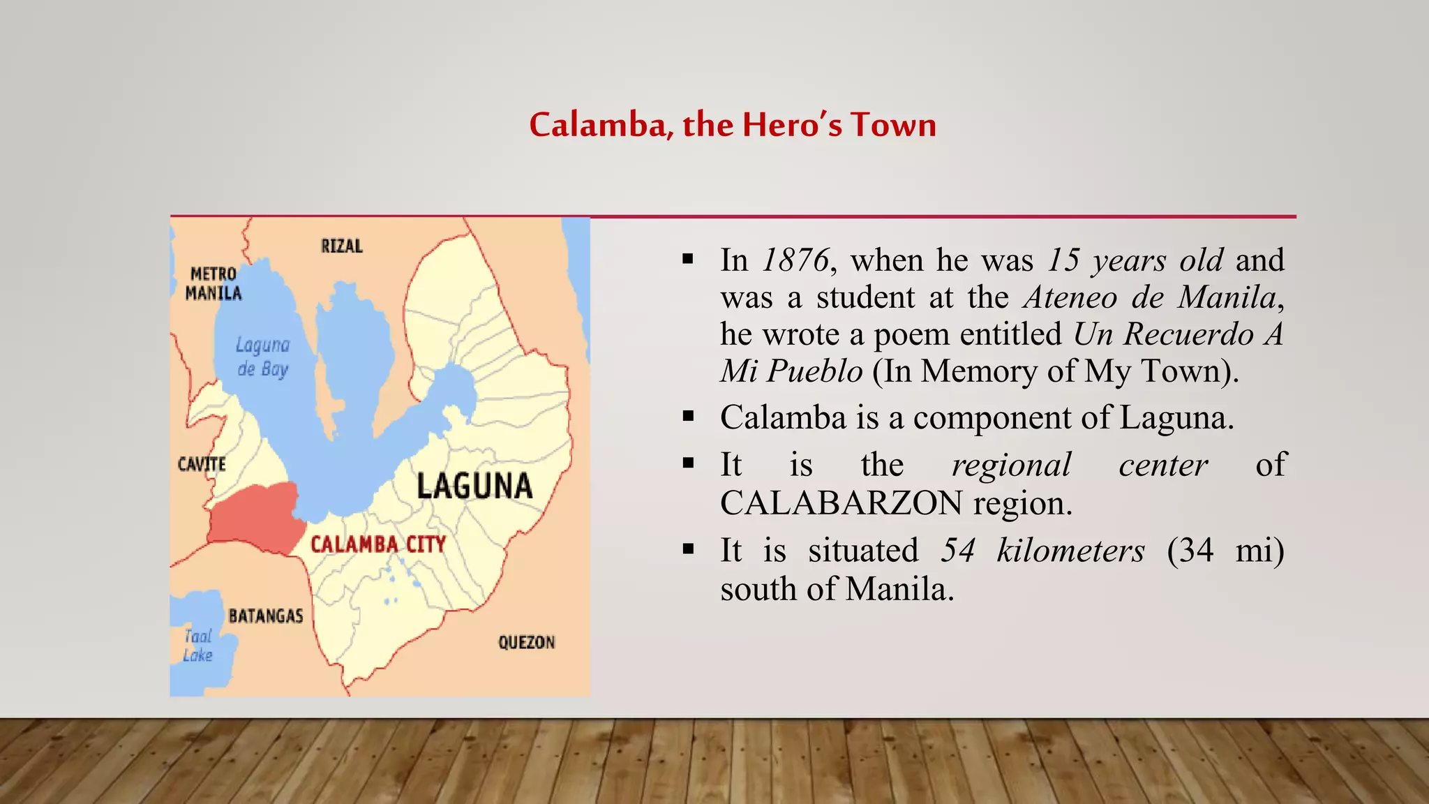 Calamba Rizal Graphics Unit 2: RIZAL- HIS FAMILY AND CHILDHOOD | PPTX