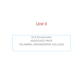 Unit II
Dr.S.Gunasundari
ASSOCIATE PROF
VELAMMAL ENGINEERING COLLEGE
 