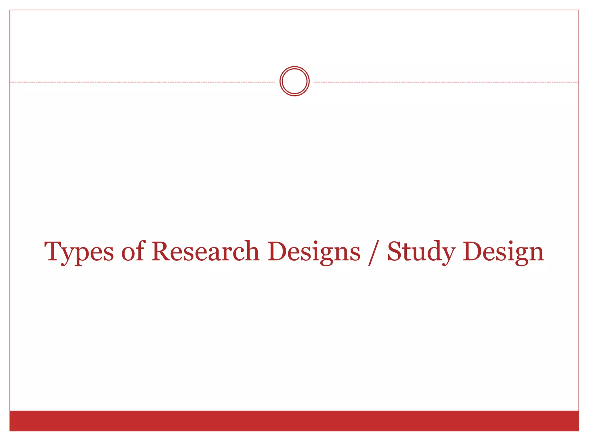Types of Research Designs / Study Design
 