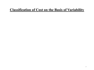 27
Classification of Cost on the Basis of Variability
 