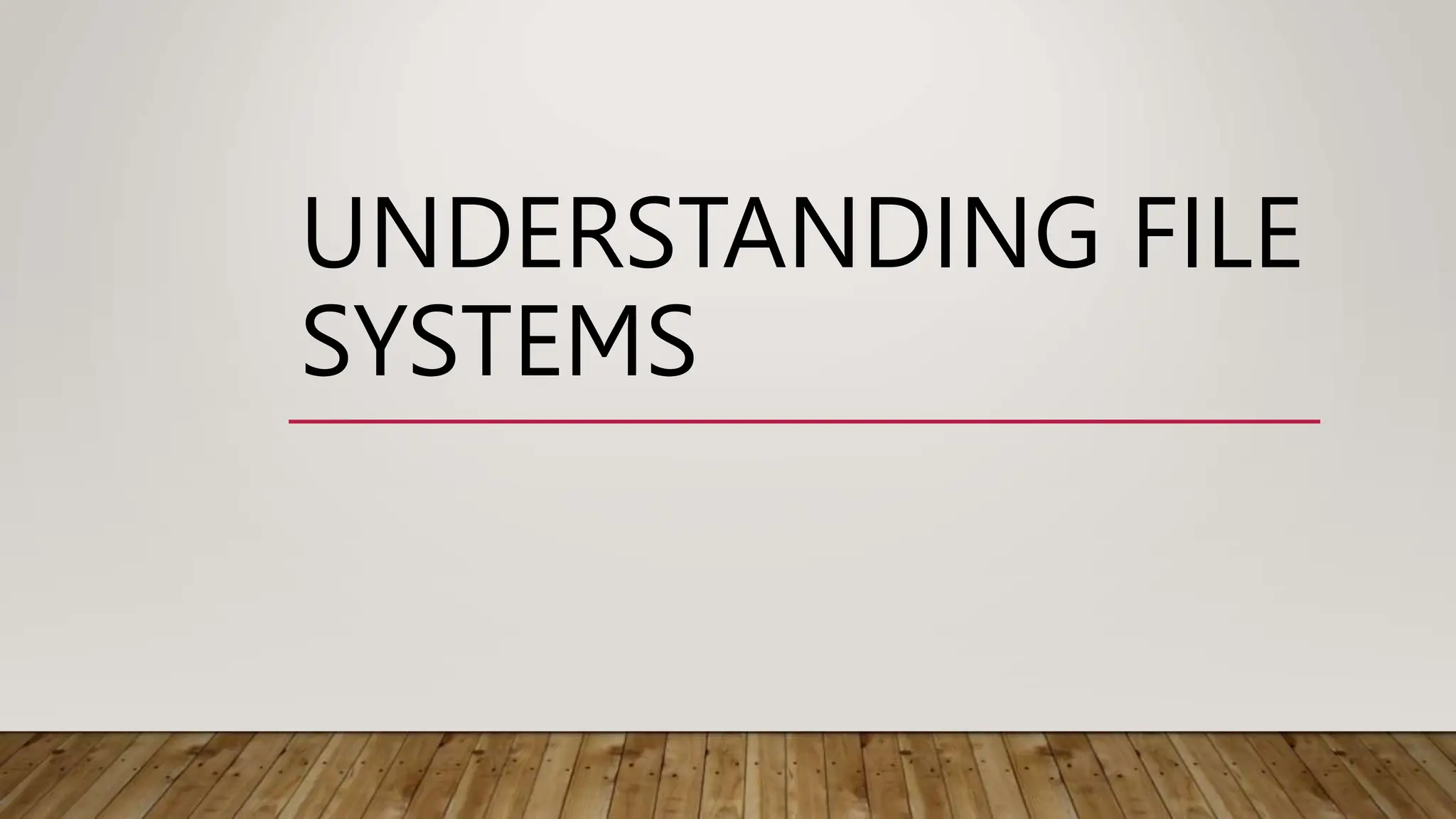 UNDERSTANDING FILE
SYSTEMS
 