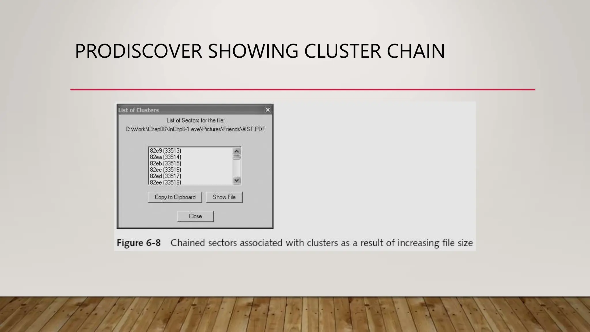 PRODISCOVER SHOWING CLUSTER CHAIN
 