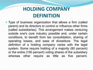 Unit 2.1- Holding Company, Subsidiary Company. | PPTX