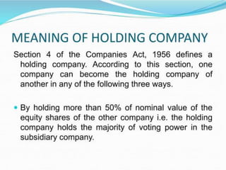 Unit 2.1- Holding Company, Subsidiary Company. | PPTX