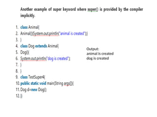 Output:
animal is created
dog is created
 