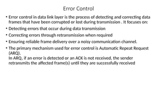 Comprehensive Overview of Data Link Layer Protocols and Error Control ...
