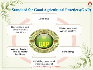 Standard for GoodAgricultural Practices(GAP)
Alva's College of Pharmacy, Moodubidire 8
 