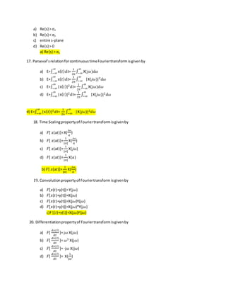 Unit 2 analysis of continuous time signals-mcq questions | DOCX