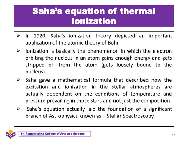 22PH503 - Astronomy and Astrophysics - Unit 2 - Spectral Classification ...