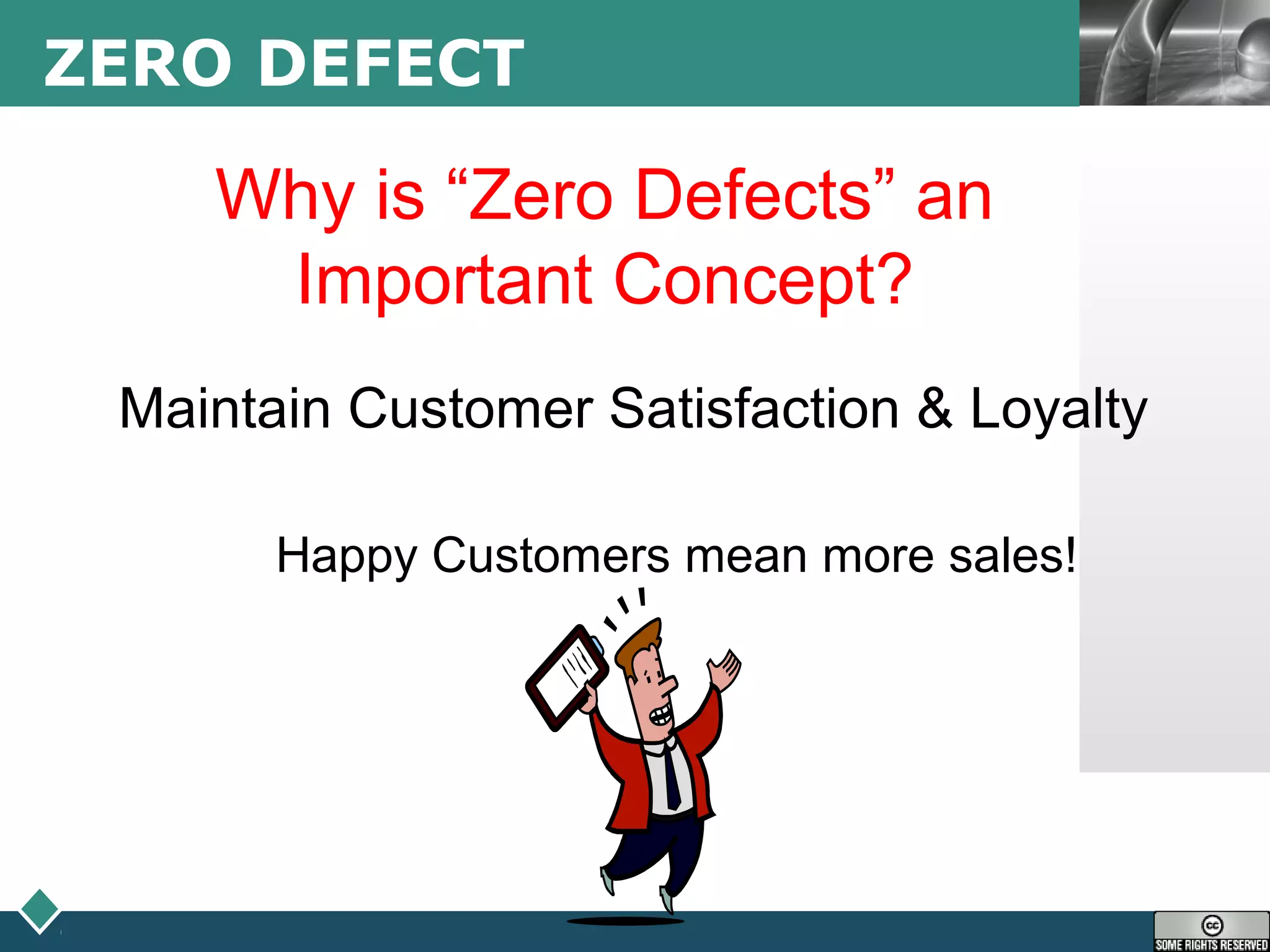 LOGOZERO DEFECT
Why is “Zero Defects” an
Important Concept?
Maintain Customer Satisfaction & Loyalty
Happy Customers mean more sales!
 