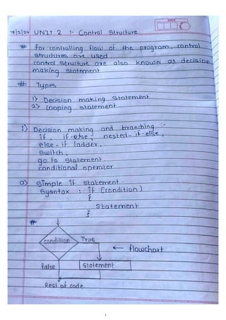 Control Structures in c decision making branching statement | PDF