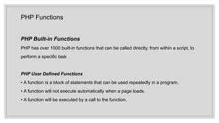 Comprehensive Guide to PHP Control Structures and Functions in Web ...