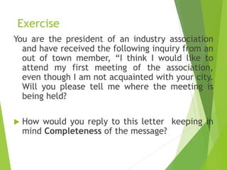 Exercise
You are the president of an industry association
and have received the following inquiry from an
out of town memb...